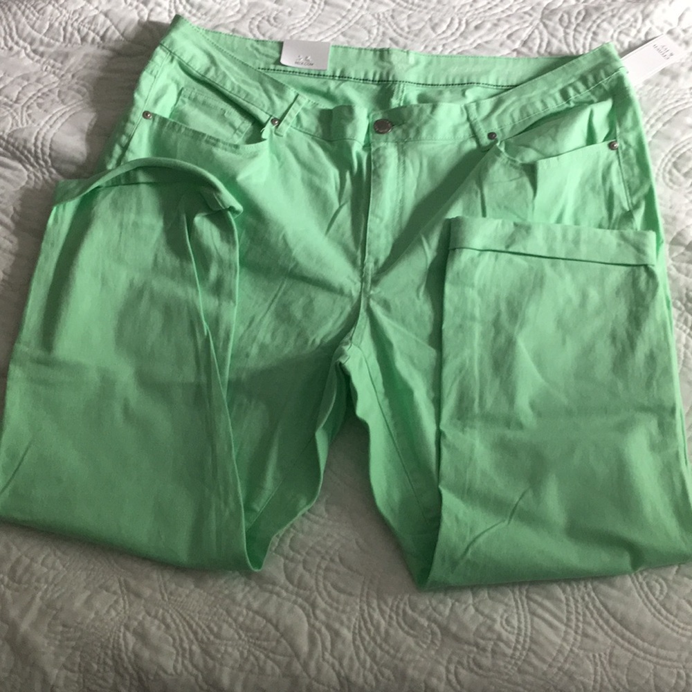 cropped mint green jeans